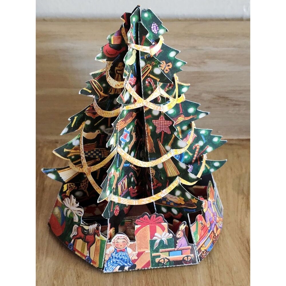 Vintage Paper Christmas Tree 3 D 6 inches High Graphics Inc. Jupiter FL
